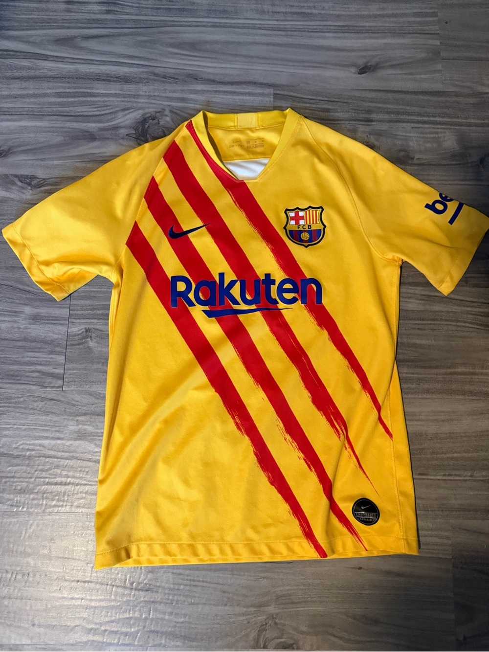 Nike FC Barcelona men's Yellow and Red Soccer Jersey - Frenkie De Jong